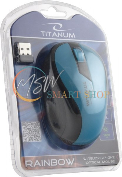 TM114T Mysz bezprzewodowa 2.4GHz 3D optyczna USB Rainbow turkusowa TM114T Mysz bezprzewodowa 2.4GHz 3D optyczna USB Rainbow turkusowa