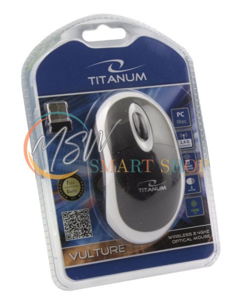 TM116W Mysz bezprzewodowa 2.4GHz 3D optyczna USB Vulture czarno-biała TM116W Mysz bezprzewodowa 2.4GHz 3D optyczna USB Vulture czarno-biała
