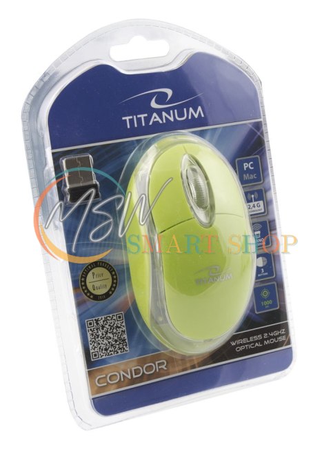 TM120G Mysz bezprzewodowa 2.4GHz 3D optyczna USB Condor zielona TM120G Mysz bezprzewodowa 2.4GHz 3D optyczna USB Condor zielona