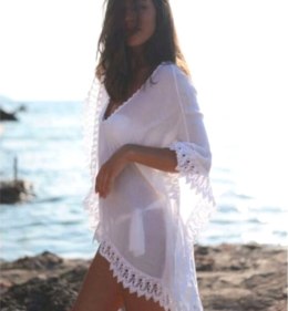 BQ49 Tunika plażowa pareo narzutka white