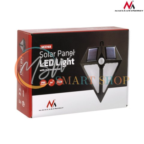 Lampa LED Maclean, Solarna, Ścienna, Z czujnikiem ruchu, 6 LED, 2x solar, MCE168 Lampa LED Maclean, Solarna, Ścienna, Z czujnikiem ruchu, 6 LED, 2x solar, MCE168