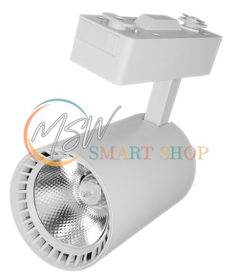 Lampa sklepowa led reflektor szynowy jednofazowy biały 30w 2250 lm światło ciepłe 3000k Lampa sklepowa led reflektor szynowy jednofazowy biały 30w 2250 lm światło ciepłe 3000k
