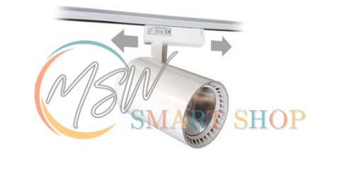 Lampa sklepowa led reflektor szynowy jednofazowy biały 30w 2250 lm światło ciepłe 3000k Lampa sklepowa led reflektor szynowy jednofazowy biały 30w 2250 lm światło ciepłe 3000k