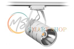 Lampa sklepowa led reflektor szynowy jednofazowy biały metalowy 30w 2550 lm światło ciepłe 3000k