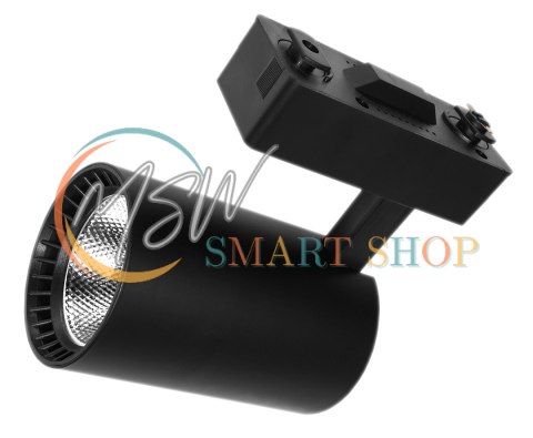 Lampa sklepowa led reflektor szynowy jednofazowy czarny 30w 2250 lm światło ciepłe 3000k Lampa sklepowa led reflektor szynowy jednofazowy czarny 30w 2250 lm światło ciepłe 3000k