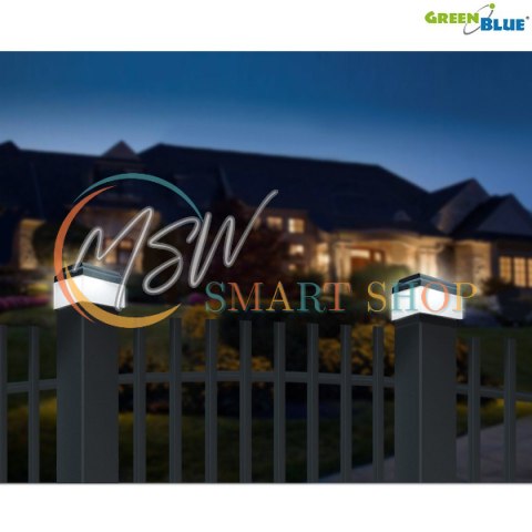 Lampa solarna LED na słupek GreenBlue, 60x60mm, daszek kopertowy, GB126