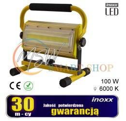 Naświetlacz przenośny led 100w 6000k aku/ 230v
