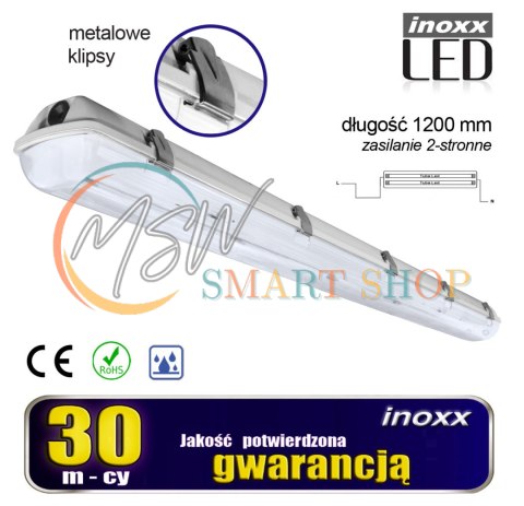 Oprawa hermetyczna przemysłowa ip65 led 2x120cm t8 g13 dwustronnie zasilana Oprawa hermetyczna przemysłowa ip65 led 2x120cm t8 g13 dwustronnie zasilana