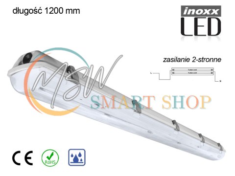 Oprawa hermetyczna przemysłowa ip65 led 2x120cm t8 g13 dwustronnie zasilana Oprawa hermetyczna przemysłowa ip65 led 2x120cm t8 g13 dwustronnie zasilana