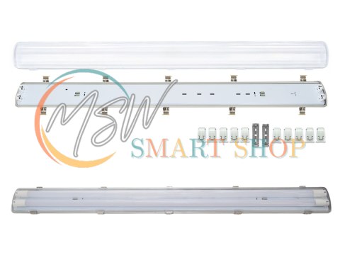 Oprawa hermetyczna przemysłowa ip65 led 2x120cm t8 g13 jednostronnie zasilana Oprawa hermetyczna przemysłowa ip65 led 2x120cm t8 g13 jednostronnie zasilana