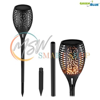Pochodnia solarna GreenBlue, lampa ogrodowa LED, realistyczny efekt żywego ognia, IP65, GB156
