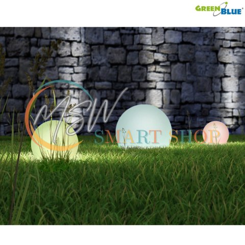 Solarna lampa GreenBlue, wolnostojąca, ogrodowa, kula 25x25x58cm, RGB LED, GB165