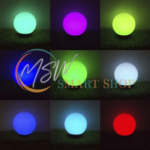 Solarna lampa GreenBlue, wolnostojąca, ogrodowa, kula 25x25x58cm, RGB LED, GB165