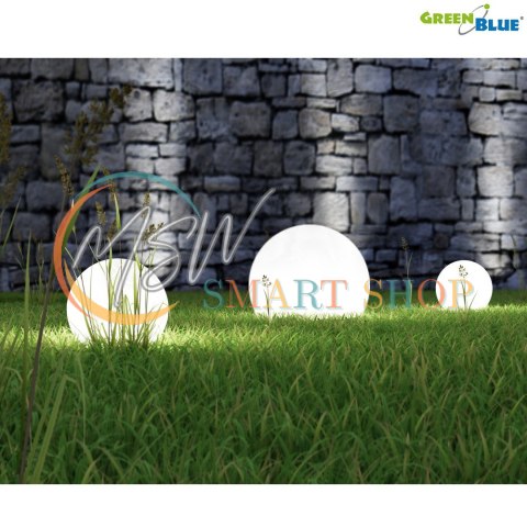 Solarna lampa GreenBlue, wolnostojąca, ogrodowa, kula 25x25x58cm, bialy LED, GB166