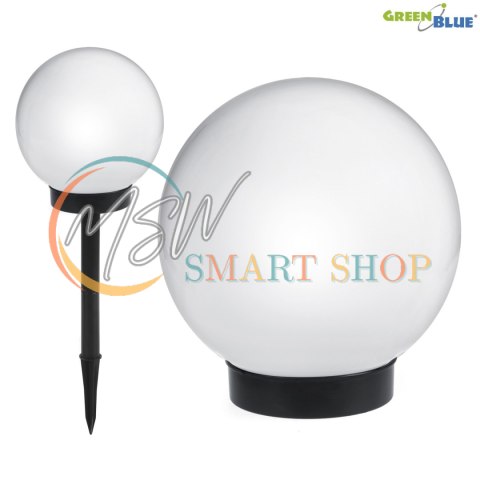 Solarna lampa GreenBlue, wolnostojąca, ogrodowa, kula 25x25x58cm, bialy LED, GB166