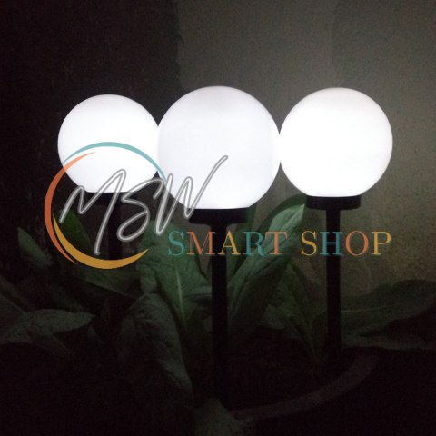 Solarna lampa wolnostojąca ogrodowa GreenBlue, kula 15x15x48cm, bialy LED, GB121