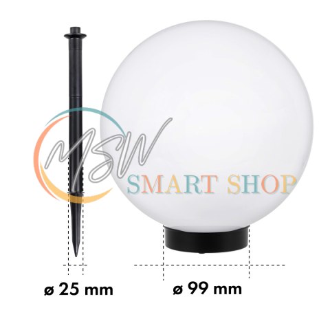 Solarna lampa wolnostojąca ogrodowa GreenBlue, kula 15x15x48cm, bialy LED, GB121
