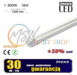 Świetlówka led 120cm 18w t8 4000k g13 zimna przezroczysta