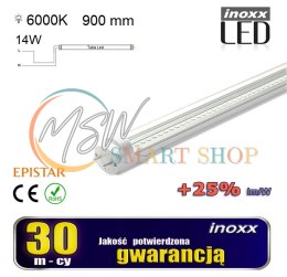 Świetlówka led 90cm 14w t8 6000k g13 zimna przezroczysta jednostronna