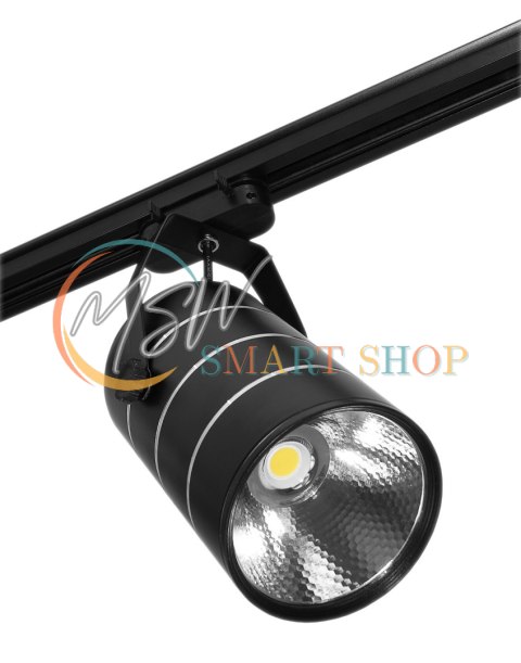 Lampa sklepowa led reflektor szynowy jednofazowy czarny 30w 2550 lm światło neutralne 4000k Lampa sklepowa led reflektor szynowy jednofazowy czarny 30w 2550 lm światło neutralne 4000k