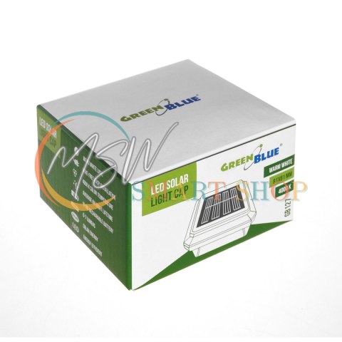 Lampa solarna LED na słupek GreenBlue, 80x80mm, daszek kopertowy, GB127