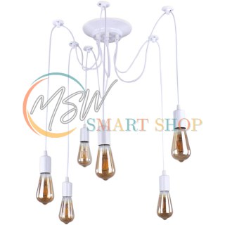 ZD74B Lampa sufitowa 6 ramion biała