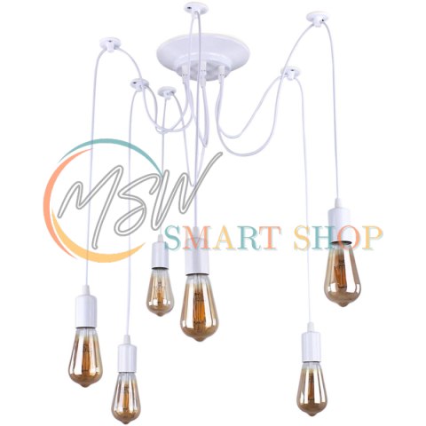 ZD74B Lampa sufitowa 6 ramion biała