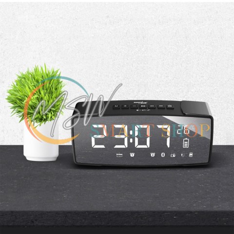 Radiobudzik bluetooth GreenBlue, FM, aux-in, 6W, temperatura, alarm, zegar, akumulator 2200mAh, GB200 Radiobudzik bluetooth GreenBlue, FM, aux-in, 6W, temperatura, alarm, zegar, akumulator 2200mAh, GB200