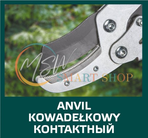 Sekator do gałęzi kowadełkowy teleskopowy 670 mm, średnica cięcia 45 mm, uchwyty aluminiowe