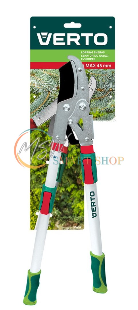 Sekator do gałęzi kowadełkowy teleskopowy 670 mm, średnica cięcia 45 mm, uchwyty aluminiowe
