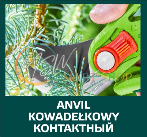 Sekator ogrodowy kowadełkowy, regulacja rozstawu, średnica cięcia 12 mm