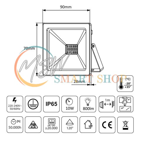 Naświetlacz LED Maclean, slim, 10W, Warm White (3000K), IP65, MCE510 WW Naświetlacz LED Maclean, slim, 10W, Warm White (3000K), IP65, MCE510 WW