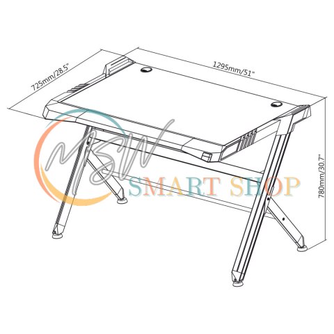Biurko gamingowe czarne duże RGB Led NanoRS RS150 50kg max, wysokość 780mm Biurko gamingowe czarne duże RGB Led NanoRS RS150 50kg max, wysokość 780mm