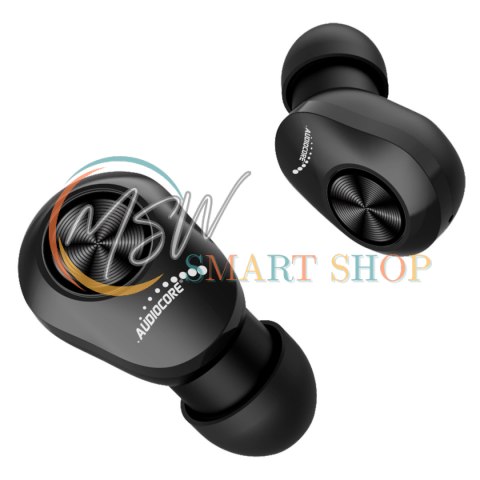 Douszne słuchawki TWS BT 5.1 Audiocore z bazą do ładowania 300mAh, słuchawki 30mAh, czarne AC580 Douszne słuchawki TWS BT 5.1 Audiocore z bazą do ładowania 300mAh, słuchawki 30mAh, czarne AC580