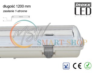Oprawa hermetyczna przemysłowa ip65 led 1x120cm t8 g13 jednostronnie zasilana