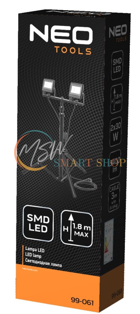 Reflektor podwójny 2x30W SMD LED 5400lm na statywie 1.8m
