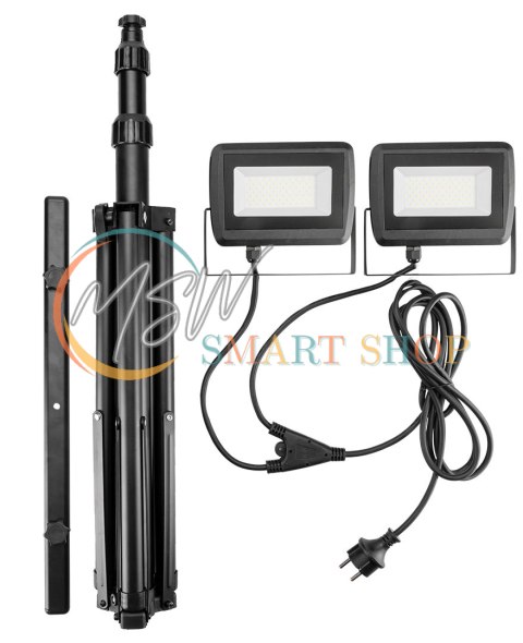 Reflektor podwójny 2x50W SMD LED 8500lm 230V na statywie 1.8m