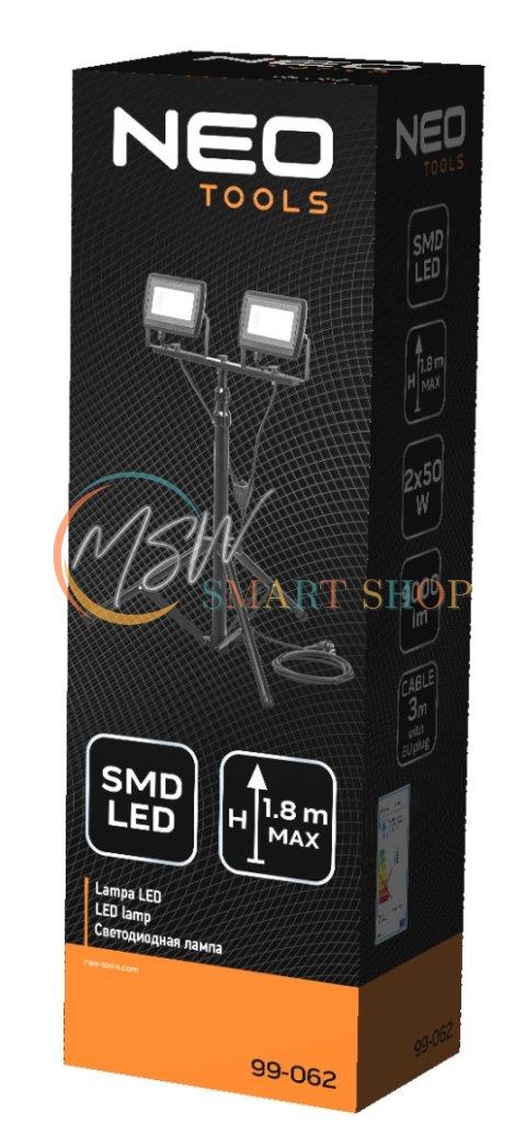 Reflektor podwójny 2x50W SMD LED 8500lm 230V na statywie 1.8m