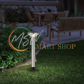 Solarna lampa LED Maclean, z czujnikiem, 3 tryby,wbijana, Li-ion 18650, IP44, 3,7V, 1200 mAh, Chrom matt, MCE465 C/M