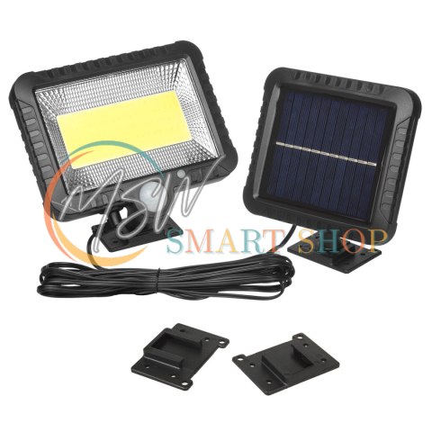 Solarny naświetlacz LED z czujnikiem ruchu Maclean, IP44, 5W, 400lm, 6000K, akumulator litowy 1300 mAh, 5,5V DC MCE438