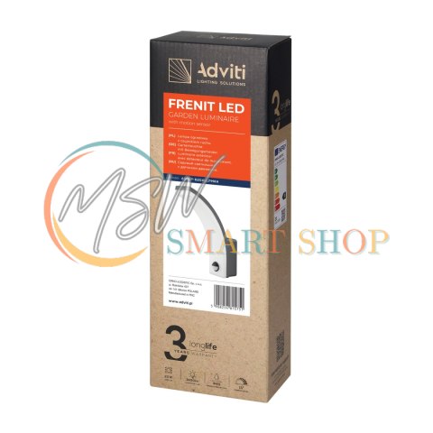 FRENIT LED 20W, oprawa ogrodowa z czujnikiem ruchu, 1800lm, IP65, 4000K, funkcja przyciemnienia, szara FRENIT LED 20W, oprawa ogrodowa z czujnikiem ruchu, 1800lm, IP65, 4000K, funkcja przyciemnienia, szara
