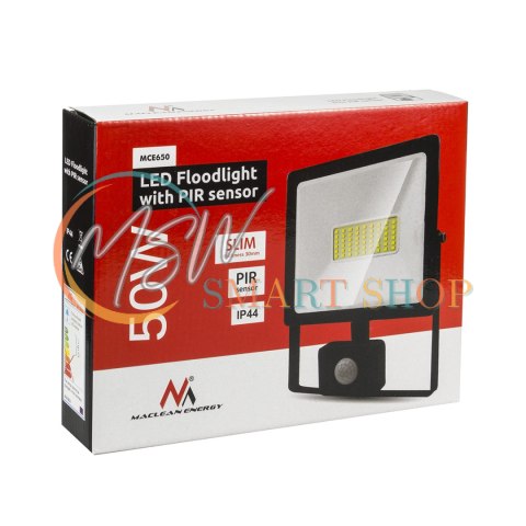 Naświetlacz LED z czujnikiem ruchu Maclean, slim 50W, 4000lm, barwa zimna biała (6000K), IP44, MCE650 CW PIR Naświetlacz LED z czujnikiem ruchu Maclean, slim 50W, 4000lm, barwa zimna biała (6000K), IP44, MCE650 CW PIR