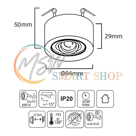 Oprawa podtynkowa, tuba LED Maclean, oczko, SPOT, dla źródeł światła MR16/GU10, kolor czarny, 94x32mm, okrągła, alu, MCE462 B Oprawa podtynkowa, tuba LED Maclean, oczko, SPOT, dla źródeł światła MR16/GU10, kolor czarny, 94x32mm, okrągła, alu, MCE462 B
