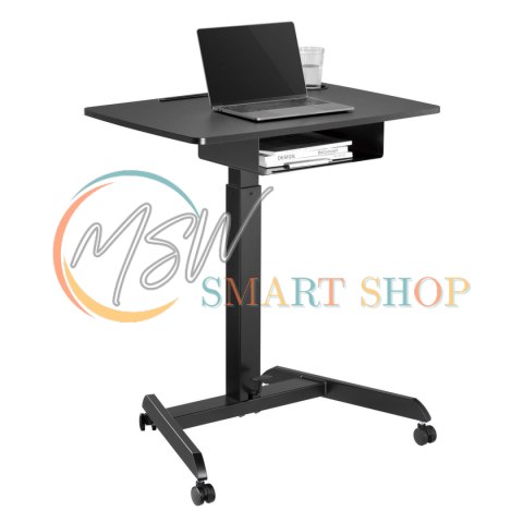 Biurko stolik do laptopa Maclean, regulacja wysokości, z szufladą, czarny do pracy stojąco siedzącej, max wys 113cm - 8kg max, M
