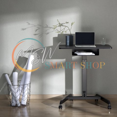 Biurko stolik do laptopa Maclean, regulacja wysokości, z szufladą, czarny do pracy stojąco siedzącej, max wys 113cm - 8kg max, M