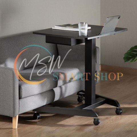 Biurko stolik do laptopa Maclean, regulacja wysokości, z szufladą, czarny do pracy stojąco siedzącej, max wys 113cm - 8kg max, M