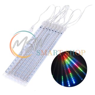Solarne lampki LED Maclean, 2,4m długościi, 144 diody LED, 8 sopli RGB, tryb opadających sopli, bateria Li 800mAh, MCE412