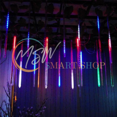 Solarne lampki LED Maclean, 2,4m długościi, 144 diody LED, 8 sopli RGB, tryb opadających sopli, bateria Li 800mAh, MCE412 Solarne lampki LED Maclean, 2,4m długościi, 144 diody LED, 8 sopli RGB, tryb opadających sopli, bateria Li 800mAh, MCE412
