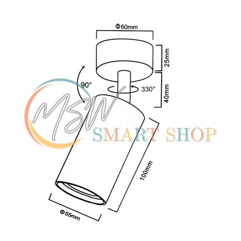 Lampa ścienno-sufitowa Maclean, punktowa, ruchoma, aluminiowa, 1xGU10, 55x100mm, kolor czarny mat, MCE451 B Lampa ścienno-sufitowa Maclean, punktowa, ruchoma, aluminiowa, 1xGU10, 55x100mm, kolor czarny mat, MCE451 B