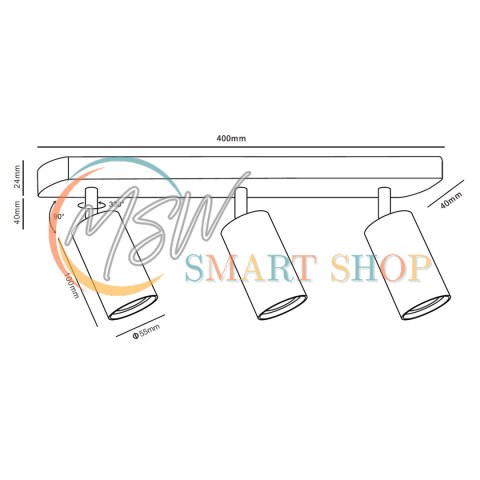 Lampa ścienno-sufitowa Maclean, punktowa, ruchoma, aluminiowa, 3xGU10, 55x100mm, kolor czarny mat, MCE453 B Lampa ścienno-sufitowa Maclean, punktowa, ruchoma, aluminiowa, 3xGU10, 55x100mm, kolor czarny mat, MCE453 B